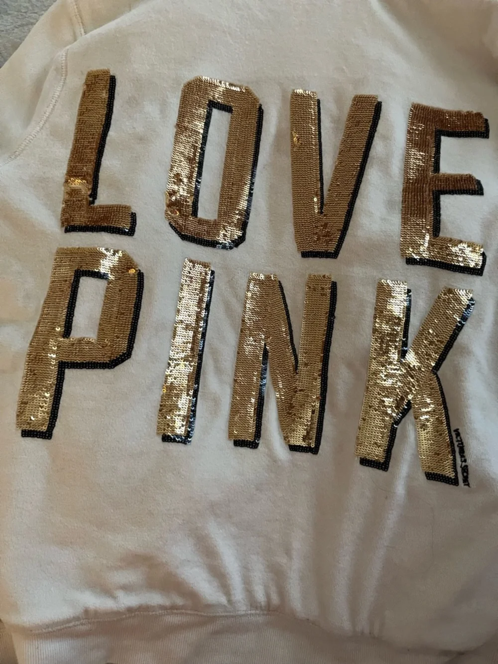 Vintage Y2K Pink Victoria's Secret- fleece lined Plush Hoodie - Cream - Picture 3 of 8